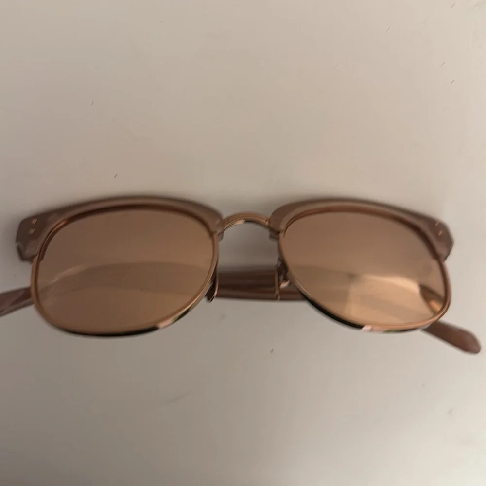 Linda Farrow Clubmaster 24k Rose Gold-Plated Pink Mirrored Sunglasses Square